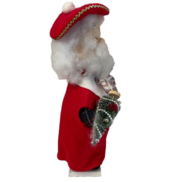 Santa Clause With Red Jacket Faux Glasses Carrying a Tree Wood Body Shoes On Pla - Picture 4 of 13
